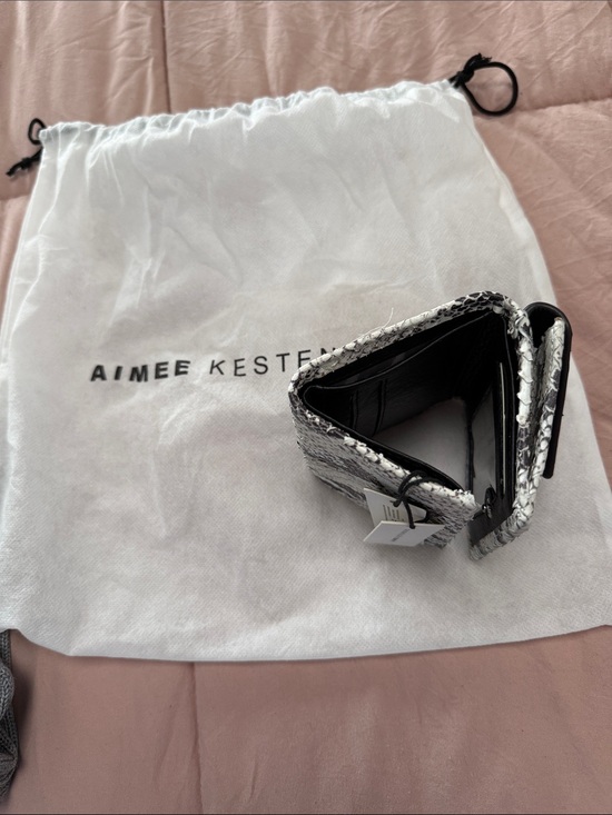 Aimee Kestenberg Handbags - Aimee Kestenberg Silver and Black Snakeskin Card Wallet